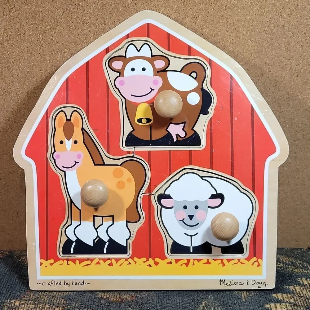Melissa & Doug Barnyard Animals Jumbo Knob Puzzle - 3 Pieces